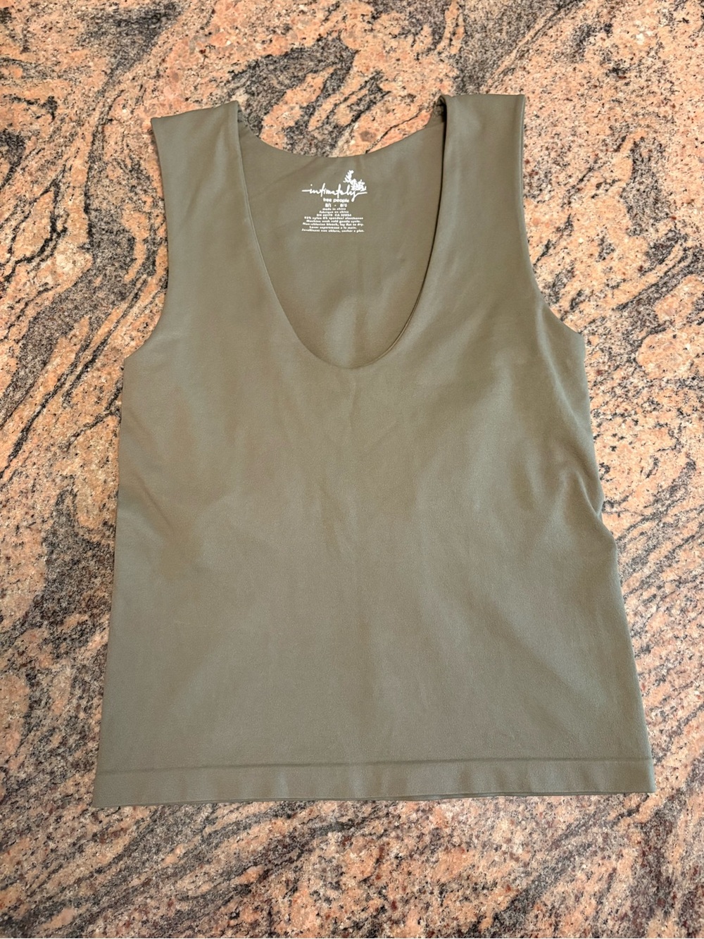 Free People Intimately Olive Green Seamless V-Neck Tank Top Size M/L